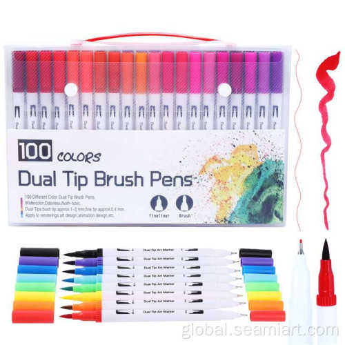 Coloring Brush Marker Pen Best-Selling 72/100 pcs Color Dual tip pens Supplier